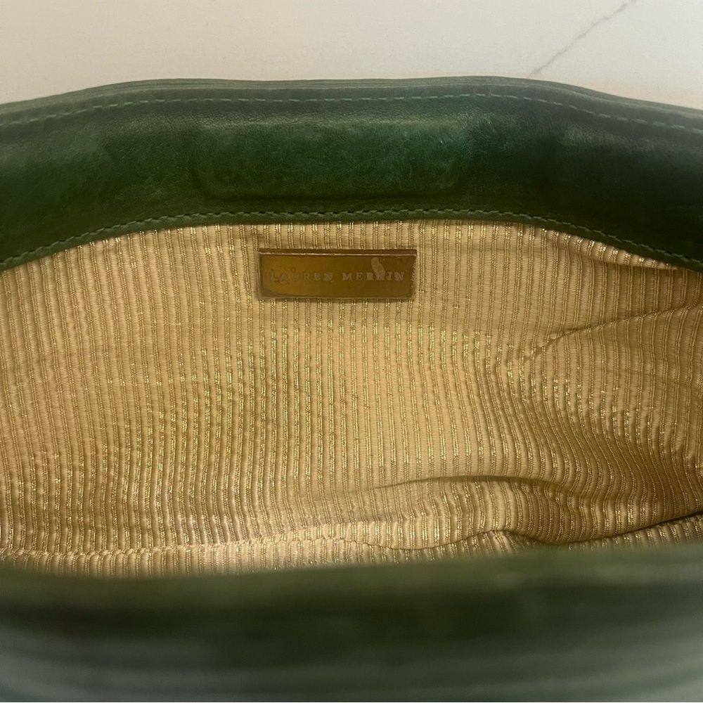 Lauren Merkin Vintage Leather Green Clutch - Picture 2 of 6